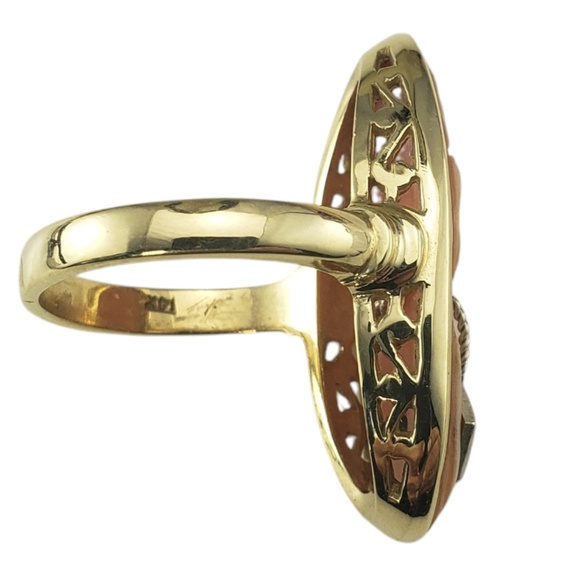 14 Karat Yellow Gold and Diamond Cameo Ring Size 8.5 #20749 - Picture 4 of 8